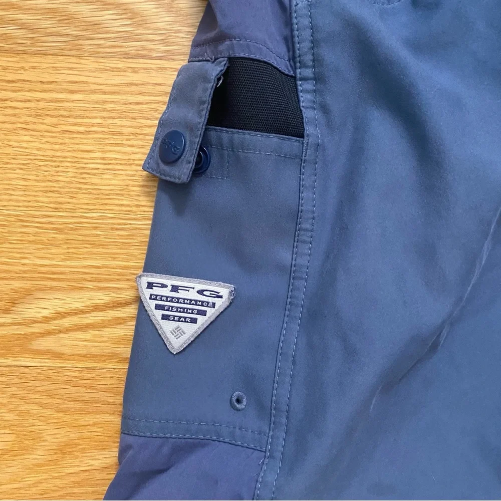 Columbia PFG omni shade fishing shorts cargo shorts blue 9 inch inseam 32 - Picture 2 of 11